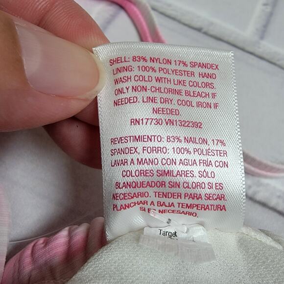 Xhilaration Junior's Ribbed Apron Front Bralette Bikini Pink Size L (8-10) - Picture 6 of 7